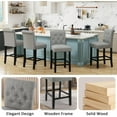 thumbnail image 6 of Bar Stools, Counter Height Chairs, Upholstered Fabric Padded Kitchen Island Wood Barstools with Button Tufted Backrest and Solid Wood Legs, 6 of 10