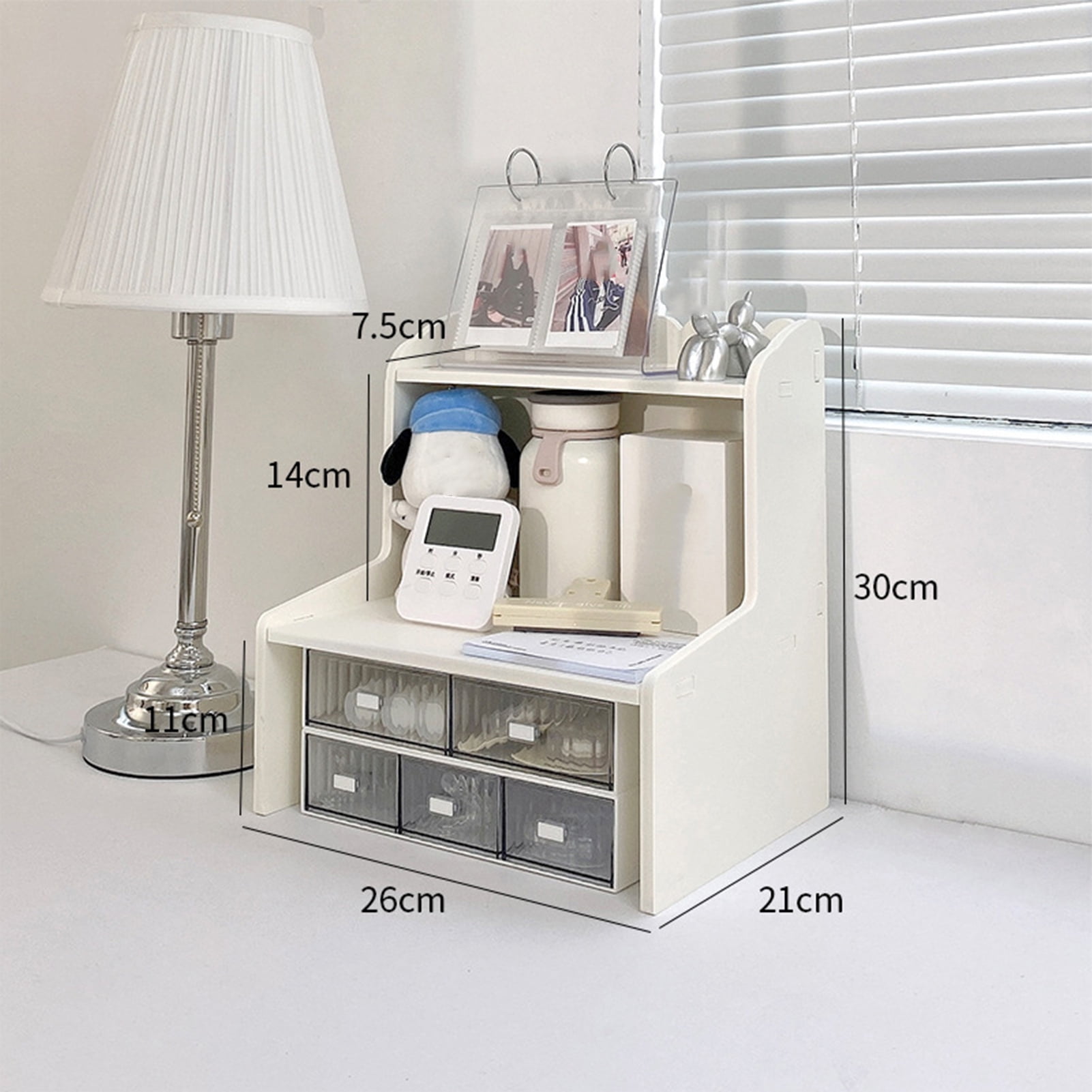 Desktop Shelf Organizer Office Storage, Expandable Bookshelf Display Rack, Versatility Office Supplies Desk Organizer, for makeup storage, desktop storage S 26*21*30cm