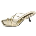 thumbnail image 5 of FNFYFH Strappy Heels For Women Dressy Low Heel Heeled Sandals Square Open Toe Slip On Slides Mules, 5 of 5
