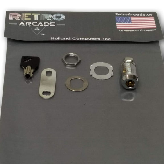 Arcade Game coin door Lock, 27mm, Quincunx Solid Cylinder, 1 lock and 1 key