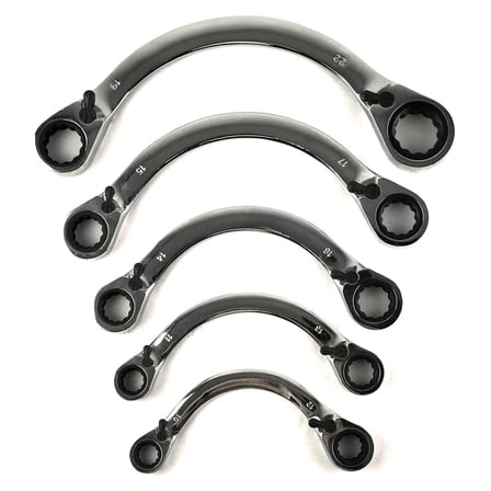 5pc Metric Ratcheting Double End Half Moon Reversible Wrench Set 10mm - 22mm