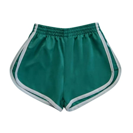 Tmtolofot Sports Yoga Shorts For Womens Stretch Quick Dry Shorts Female Tummy Control Casual Shorts Running Gym Dance Elastic Short Pants 1_Green Medium