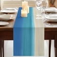 thumbnail image 3 of Table Runners 72 Inches Long Dress Scarves, Blue Teal Beige Ombre Farmhouse Kitchen/Dining Table Runner, Coffee Tablerunners, Modern Abstract Art Abstract 16x72 Inch, 3 of 9
