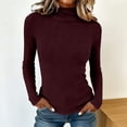 thumbnail image 2 of ManxiVoo Women's Ribbed Turtleneck Top Slim Fit Thermal Long Sleeve Shirt for Winter Layering and Under Sweater XL Size Red, 2 of 4