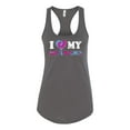 thumbnail image 2 of I Love My Boyfriend Tie Dye Pop Culture Ladies Racerback Tank Top, Dark Grey, Large, 2 of 3