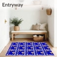 thumbnail image 3 of ODIKA 2'x3' Machine Washable Non-Slip Area Rug, Whimsical Snowman Gathering on Festive Interlocking Grid with Seasonal Flair High Traffic Rug with Pad, Blue, 732188, 3 of 8