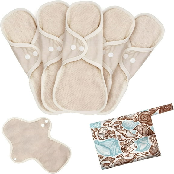 QARUN Reusable Sanitary Towels Pads-Organic Cotton Washable Leak-Proof Menstrual Pads (5pcs,250mm)