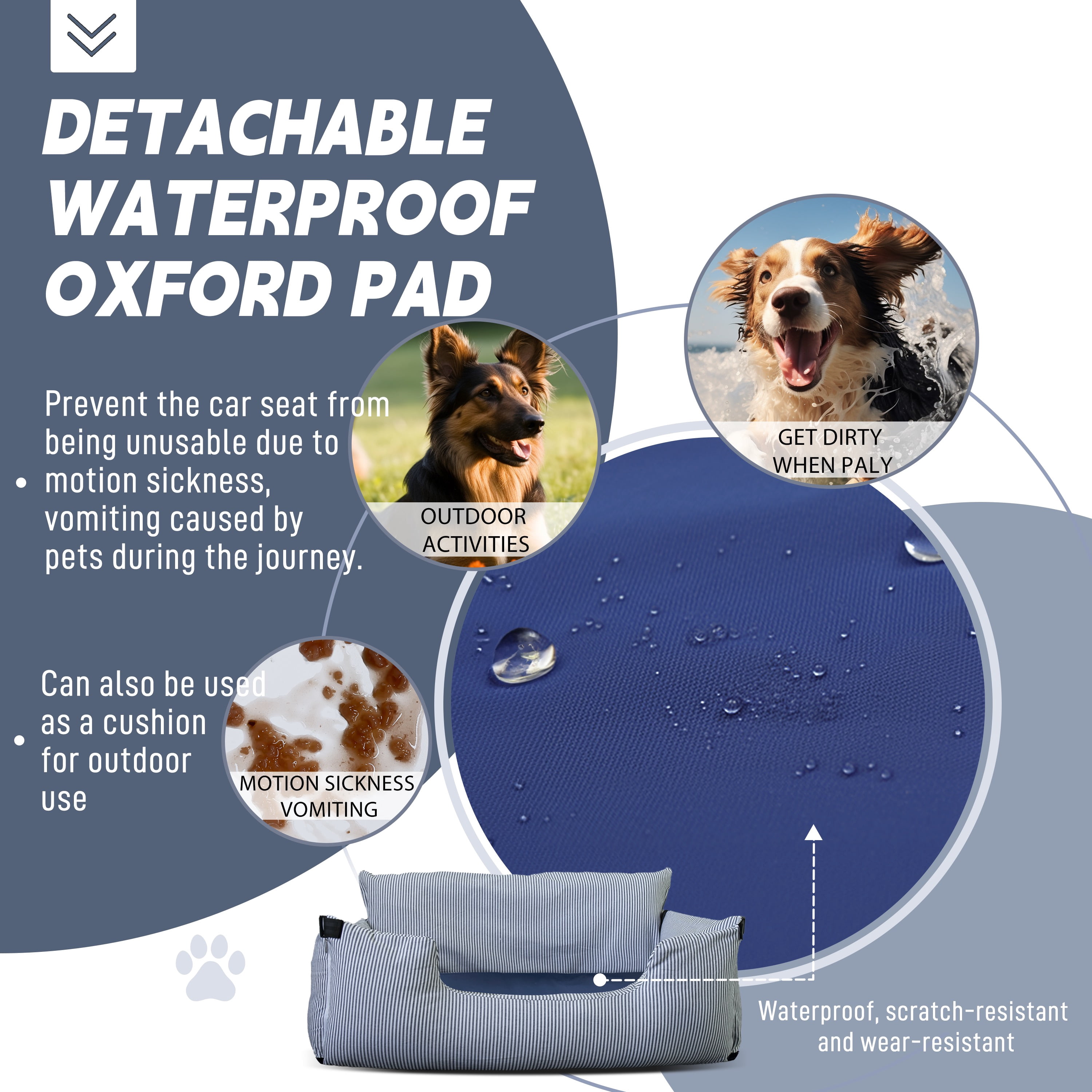 WOWMAX Large Dog Car Seat for Back Seat, Dog Car Seat Large Size Dog ,Dog Car Seat Bed for 2 Dogs, Dog Bed For Car Travel with Waterproof Pad, Non-Slip Base for Travel Safety, Remoable Cover