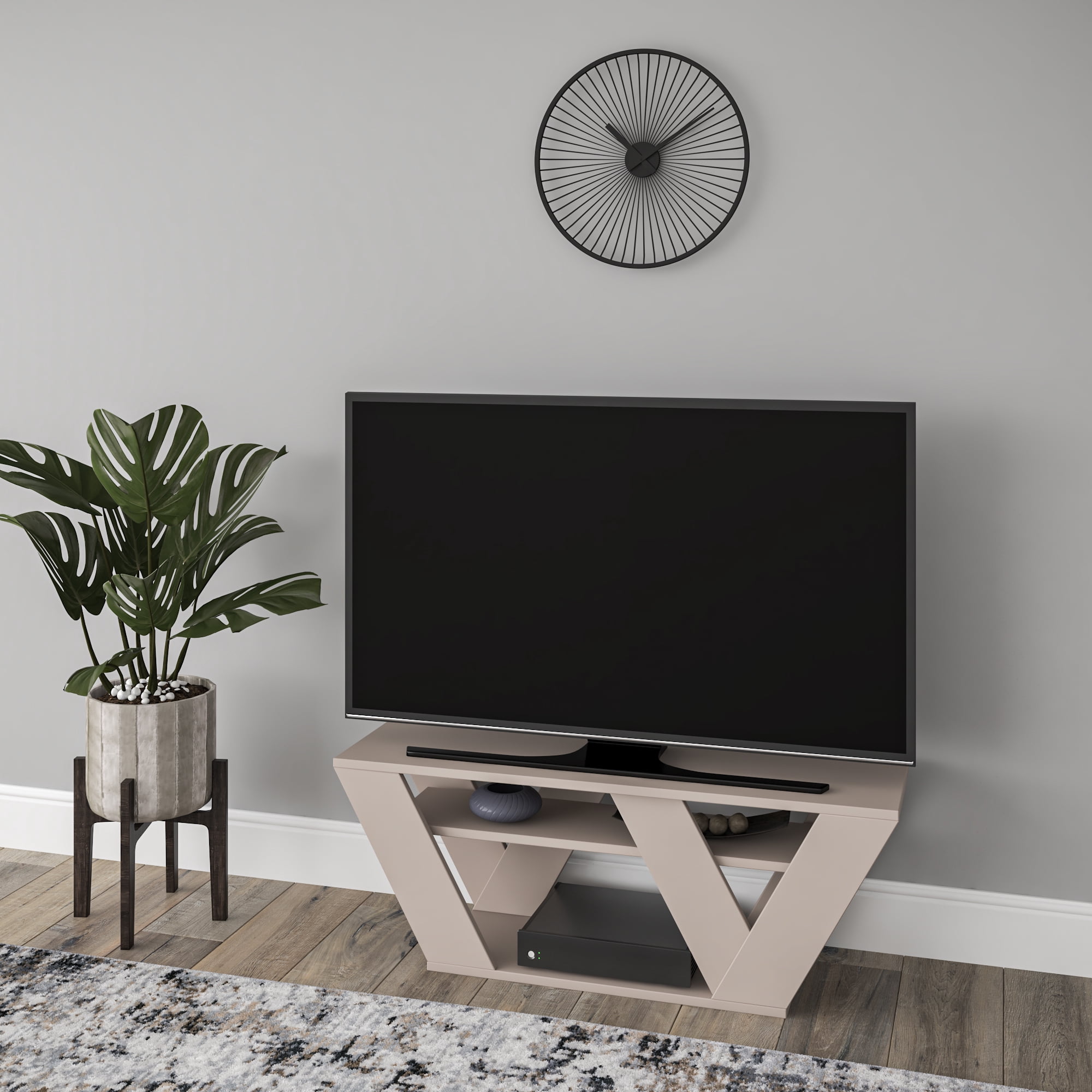Ada Home Decor Furniture for TVs up to 48" 2 Tier Open Shelf White Todd  Modern TV Stand - Walmart.com