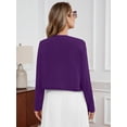 thumbnail image 7 of DEMOTIME Women's Cardigan Long Sleeve Open Front V Neck Cropped Bolero Shrug for Dresses Purple L, 7 of 7