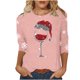 thumbnail image 5 of Navidad Mujeres Tops, Manga 3/4 Cuello Redondo Suéter con Impresión de Vacaciones, Camiseta de Manga Larga, 5 of 7