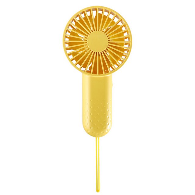 Ventilador de mano con cordón USB recargable 3 engranajes viento personal batería USB Eccomum Amarillo