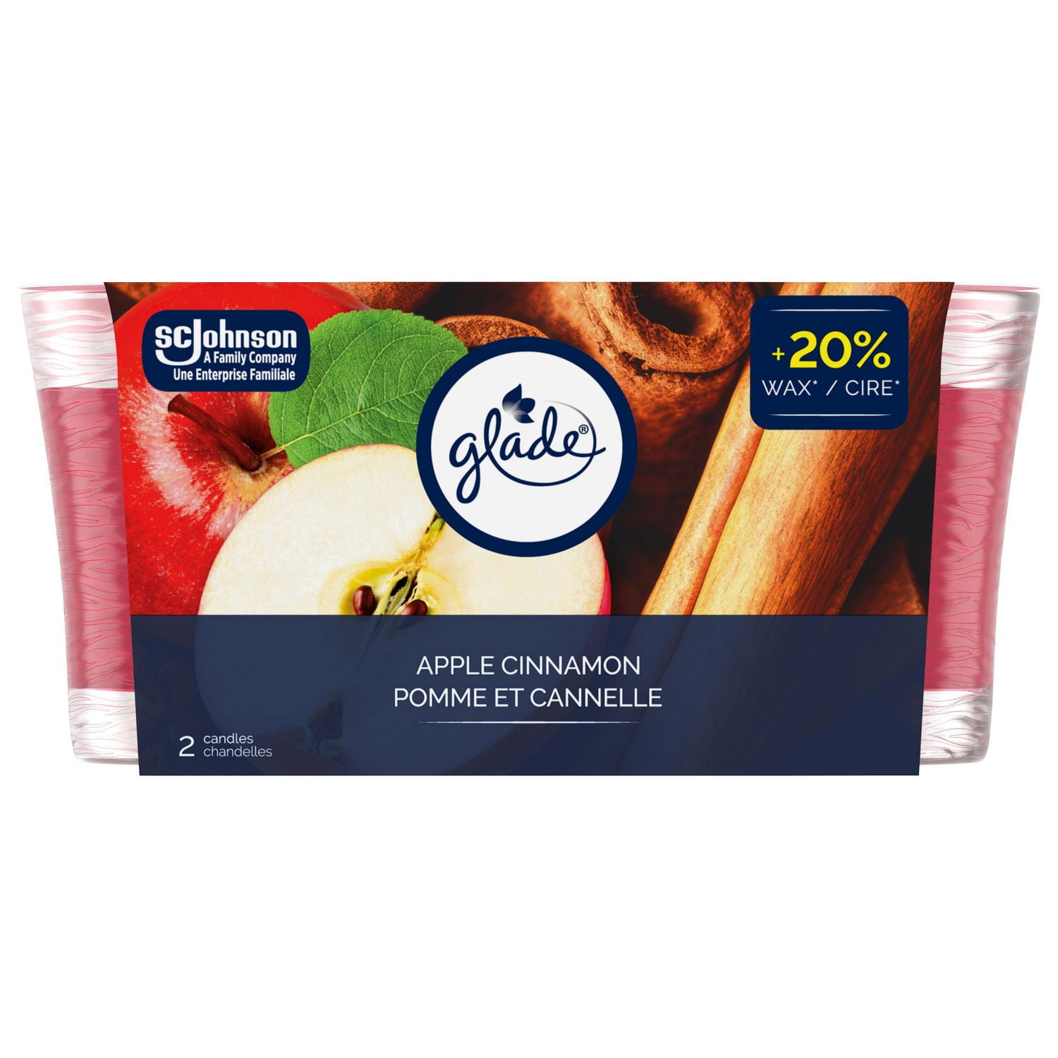 Glade® Scented Candle Air Freshener, Apple Cinnamon, Jar Candle, 2 Pack
