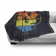 thumbnail image 3 of Modern Soft Flannel Fleece Throw Blanket, Surf Typography in Rainbow Colors Featured with Palm Tree Silhouette Illustration, Cozy Plush for Indoor and Outdoor Use, 70" x 90", Multicolor, by Ambesonne, 3 of 6
