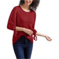 thumbnail image 1 of Lucky Brand Blusa campesina con mangas anudadas para mujer, rojo, pequeña Lucky Brand Campesino, 1 of 1