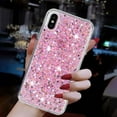 thumbnail image 4 of For iPhone XS/X Case,Cute Glitter Bling Twinkle Stardust with Drop Protection Shockproof Soft TPU Slim Flexible Phone Case Girls/Women Protective case for iPhone XS/X,Anti Scratch,Pink, 4 of 6