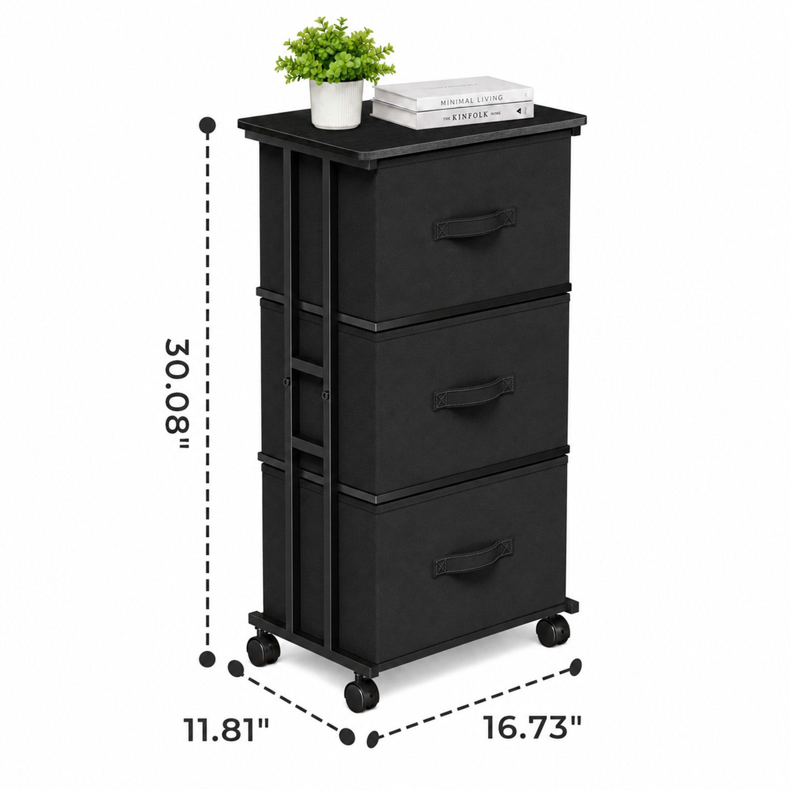 Alvantor Fabric Dresser 3 Drawer Storage Chest, Rolling Storage Tower, Vertical Storage Unit for Bedroom, Closet, Office