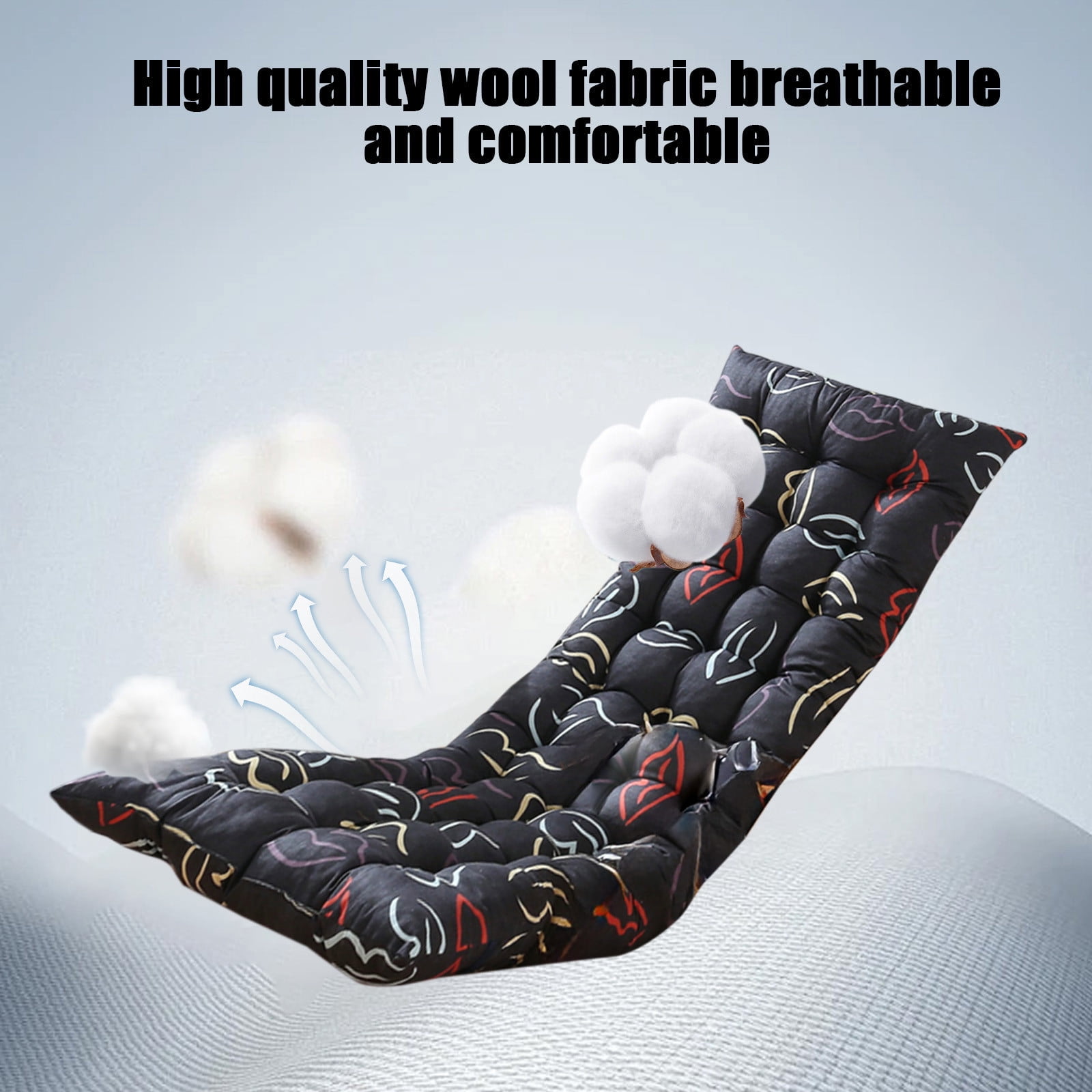 Tunhigl Thickened Chair Cushion with Ties 19 x 47 in - Soft Supportive Seat Pad for Recliner, Rocking Chair, Office & Dining Chairs - Indoor Outdoor Cushion for Back Support, Home, Patio, Gifts