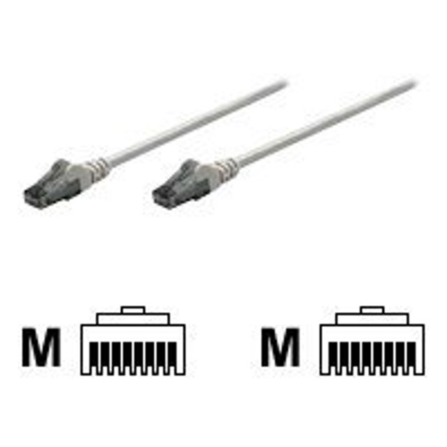 Intellinet - Câble Patch - RJ-45 (m) à RJ-45 (m) - 1 Pieds - UTP - CAT 6 - Moulé, Sans Accroc - Gris