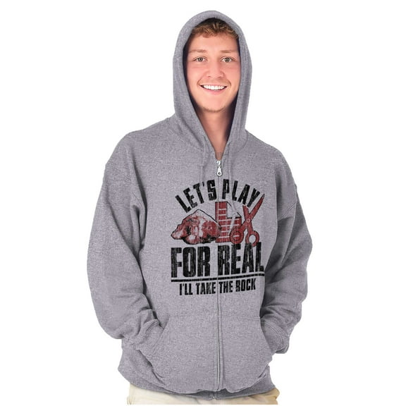 Funny Rock Paper Scissors For Real Zip Up Hoodie Men's Women's Brisco Brands S