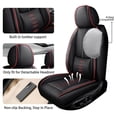 thumbnail image 3 of 2015 for Chrysler 200 Car Seat Cover, Black and Red Edges Car Seat Covers, PU Leather 5 Seats Full Set With a Headrest and Lumbar Support Waterproof, Only 4 DOOR SEDAN, Airbag-Compatible, 3 of 8