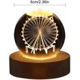 thumbnail image 2 of Bola de cristal 3D Brillar Luz nocturna LED con base de madera Transparente 6 cm, 2 of 5