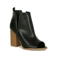 thumbnail image 1 of Women Leatherette Peep Toe Split Chunky Heeled Booties 18642, 1 of 6