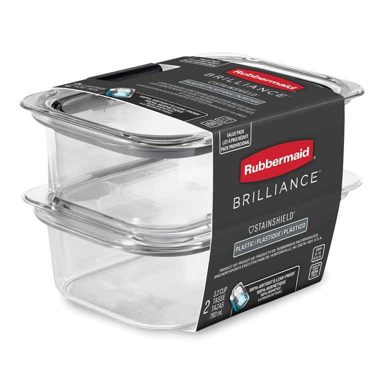 Rubbermaid 3.2 Cup Brilliance Stain-Proof Food Storage Container, Set of 2  