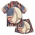 thumbnail image 2 of FORMRS Kids Short Sleeve Top and Pants Pajama Set Unisex Satin 2-Piece Sleepwear, Sizes 5-6Y, Baseball Pattern, 2 of 8