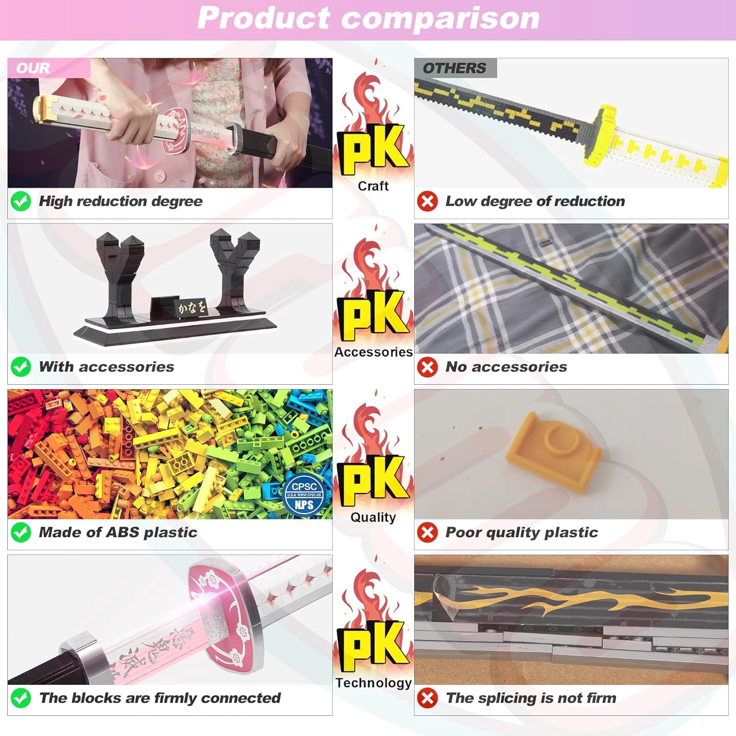 GZBricker Anime Tsuyuri Kanao Katana Swords Building Sets Cosplay for Adults Compatible with Lego
