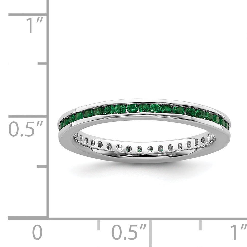 Created Emerald Sterling Silver Polished Ring