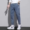 thumbnail image 5 of 2024 New Arrival Drawstring Gym Clothing Men‘s Loose Cowboy Leg Jeans Spring Autumn Denim Casual Harem Pants Youth Trendy Jeans, 5 of 6