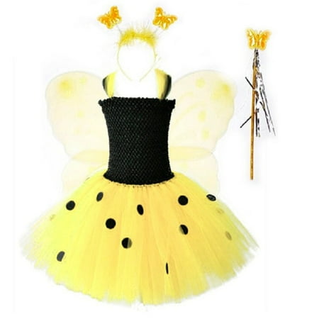 

ZRBYWB Kids Toddler Baby Girls Dresses Spring Summer Floral Bee Fancy Dress s Carnival Accessory Set Tutu Princess Dress