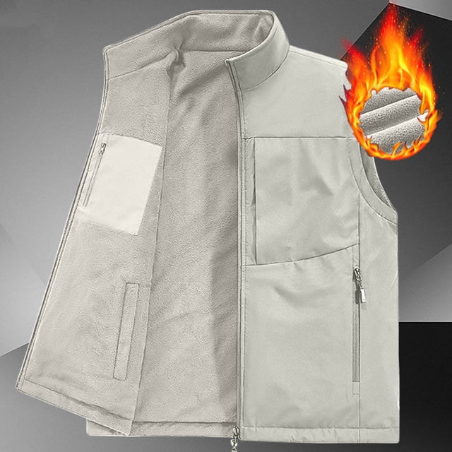 Ceisia Men's Reversible Berber Fleece Stand-Collar Vest with Multi-Pockets Gift