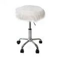 thumbnail image 3 of Impressions Vanity Momo Faux Fur Vanity Stool with Adjustable Height, Soft and Cozy Round Designed Seat with Wheels (White), 3 of 6