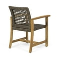 thumbnail image 2 of GDF Studio Alhaven Outdoor Acacia Wood and Wicker 7 Piece Dining Set, Teak and Mixed Mocha, 2 of 15