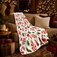 thumbnail image 3 of decorative motif Cane Peppermint Christmas Living Room Festive, Festive Holiday Scene, Warm Flannel Blanket for Living Room and Reading Nook, Art Lovers Christmas Gift, Festive Home Decor, 3 of 9