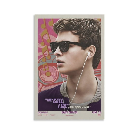 Baby Driver Classic Movie Poster Wall Art Picture Painting Poster Canvas Print Posters Artworks Bedroom Living Room Decor 12x18inch(30x45cm)