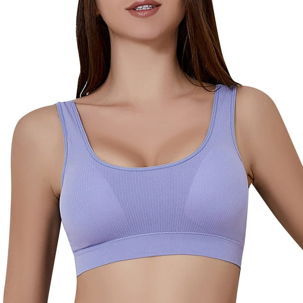 Cathalem Long Sports Bras For Women High Support Everyday Wear for Large  Bust Plus Size with Removable Pads,Blue L 