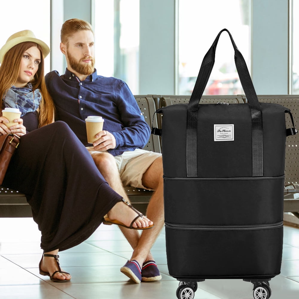 Youersen Rolling Duffle Bag, Expandable and Foldable Travel Bag for Weekend Trips and Carry-on Luggage