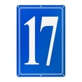 thumbnail image 1 of Letrero de Aluminio Uxcell 17, Números de Casa de 11.8 Pulgadas y Letras de Metal, Señales de Letra de Estacionamiento, Decoración de Pared de Letras de Metal [Texto Blanco Sobre Azul], 1 of 1