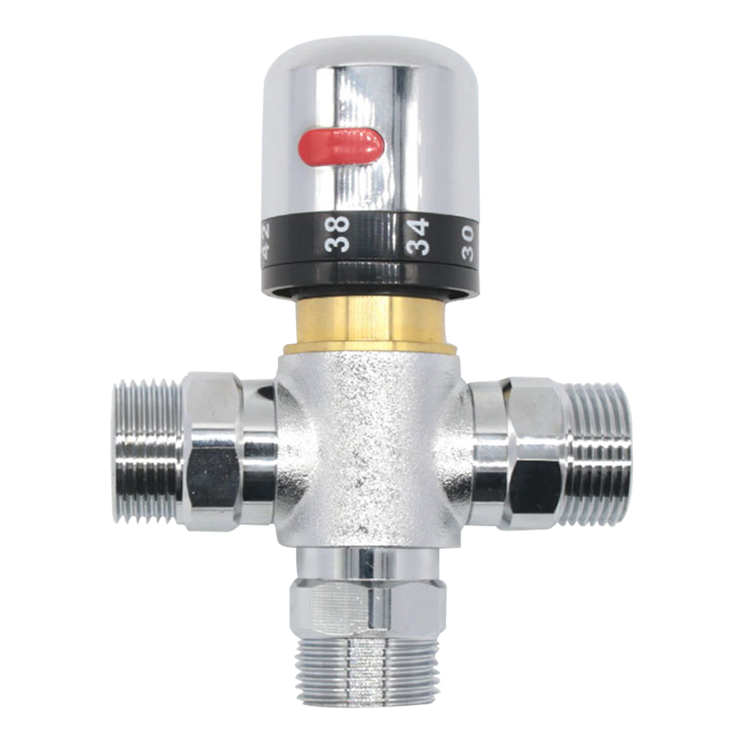 Brass Male 3 Way Thermostatic Mixing Valve Shower Water Temperature Control L8Z9