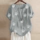 thumbnail image 2 of Blusa informal de cuello redondo para mujer, blusa suelta con estampado de manga corta Pompotops hfajkhk129103, 2 of 4