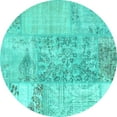 thumbnail image 1 of Ahgly Company Indoor Round Patchwork Turquoise Blue Transitional Area Rugs, 7' Round, 1 of 4