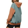 thumbnail image 6 of miqiqism Women's Color Block Oversized Hooded Sweatshirts Juniors Casual Long Sleeve Hoodies Drop Shoulder Fleece Pullover Sweatshirt with Pocket,Light Blue,XX-Large, 6 of 6