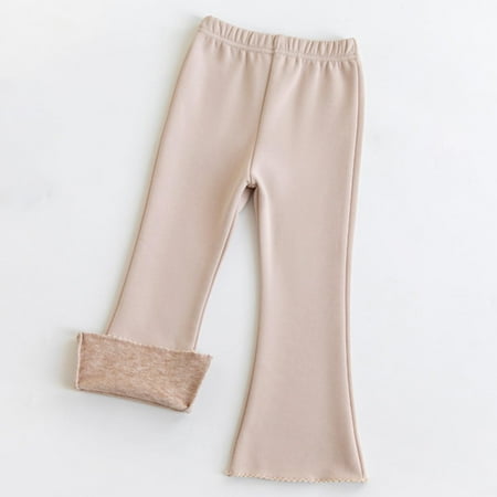 

NAISIBABY Toddler Girls Wide Leg Pants Solid Color Elastic Waist Stretchy Comfy Keep Warm Outerwear Pants Khaki 5-7T