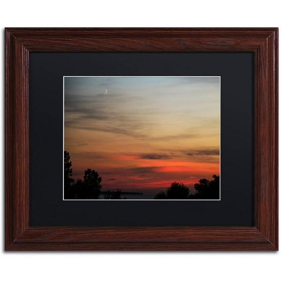 Trademark Fine Art "New Moon Sunset" Canvas Art by Kurt Shaffer, Black Matte, Wood Frame