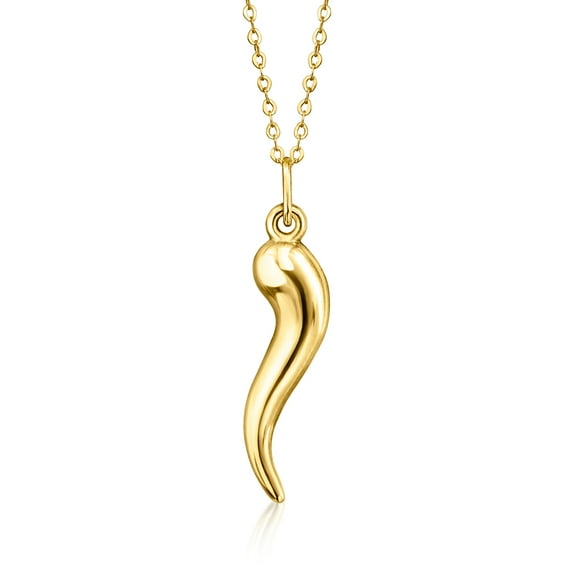 Ross-Simons 10kt Yellow Gold Italian Horn Pendant Necklace, Women's, Adult