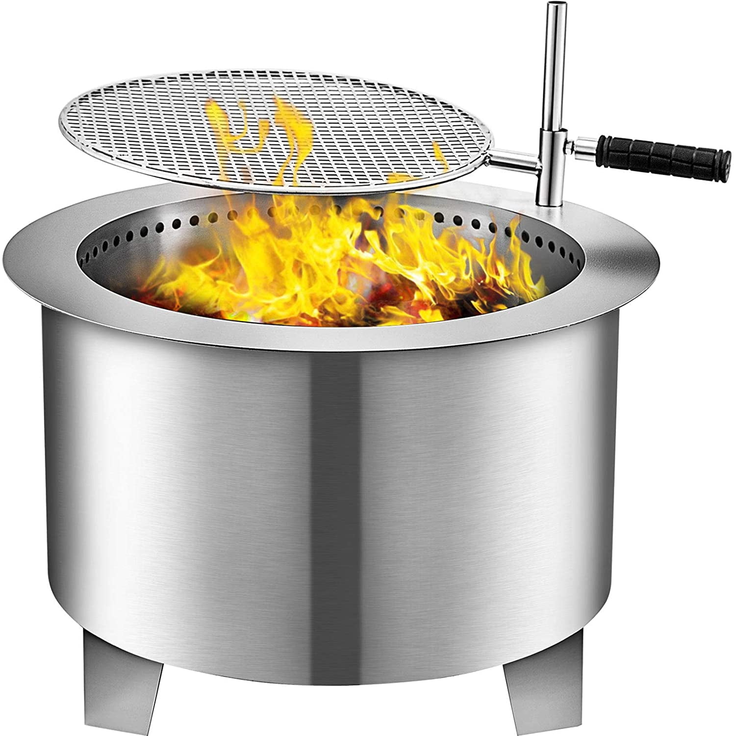 VEVOR Smokeless Fire Pit, Stainless Steel Stove Bonfire, Large 22 