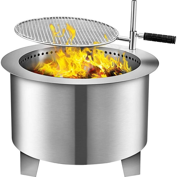 Vevor Stainless Steel Wood Burning Fire, Amish Made Fire Pit With Grill Attachment